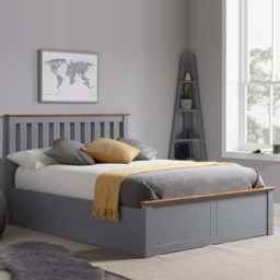 Phoenix Small Double Stone Grey Ottoman Bed
