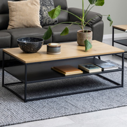 Florence Gila Single Shelf Oak and Black Coffee Table