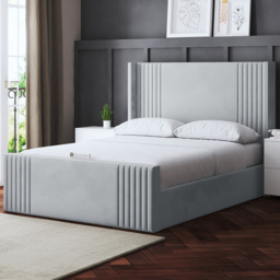DS Living Elara Super King Silver Winged Panel Ottoman Bed with Headboard