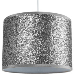 Happy Homewares Silver Glitter Fabric Ceiling Pendant Shade