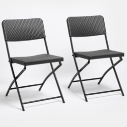 VonHaus Faux Rattan Folding Chair 2 Pack - thumbnail 2