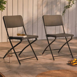 VonHaus Faux Rattan Folding Chair 2 Pack - thumbnail 1