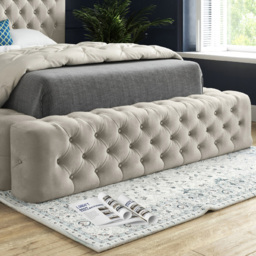 Grand Milan Silver Single Upholstered Bed Frame with Pleated Chesterfield Headboard - thumbnail 4