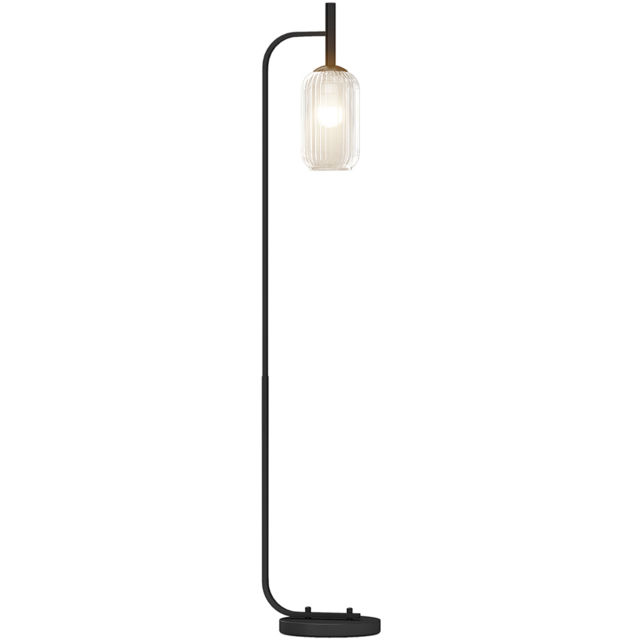HOMCOM Screw E27 Black Modern Glass Shade Floor Lamp with Foot Switch - image 1