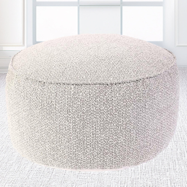 Kaikoo Cream Boucle Round Drum Bean Bag - image 1