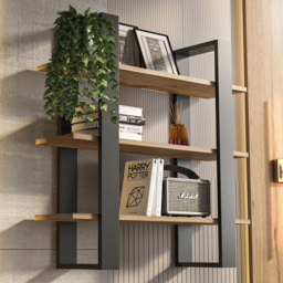 Decorotika Suno 3 Shelf Black Oud Wall Shelf