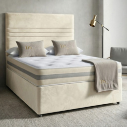 DS Living Harrington Cream Super King Size Plush Divan Bed - thumbnail 1