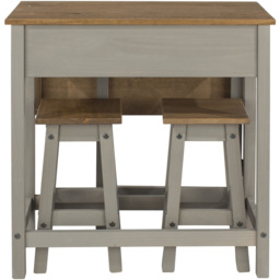 Corona 2 Seater Drop Leaf Breakfast Table Set Grey - thumbnail 2