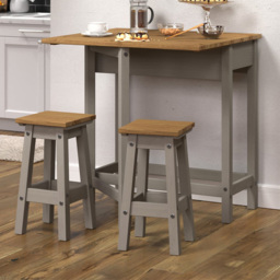 Corona 2 Seater Drop Leaf Breakfast Table Set Grey - thumbnail 1
