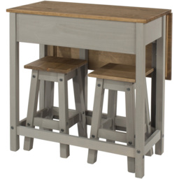 Corona 2 Seater Drop Leaf Breakfast Table Set Grey - thumbnail 4