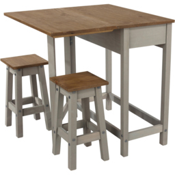 Corona 2 Seater Drop Leaf Breakfast Table Set Grey - thumbnail 3