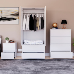 Vida Designs Denver 3 Piece White Bedroom Furniture Set - thumbnail 2