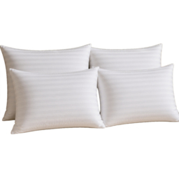 Opulent Home Microfibre White Striped Soft-Medium Pillow 4 Pack