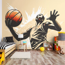 Origin Murals Graphic Basketball Player Orange Wall Mural