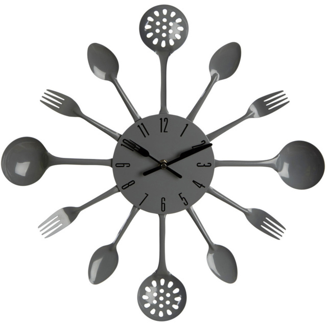 Premier Housewares Grey Cutlery Wall Clock 33cm - image 1