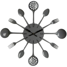 Premier Housewares Grey Cutlery Wall Clock 33cm
