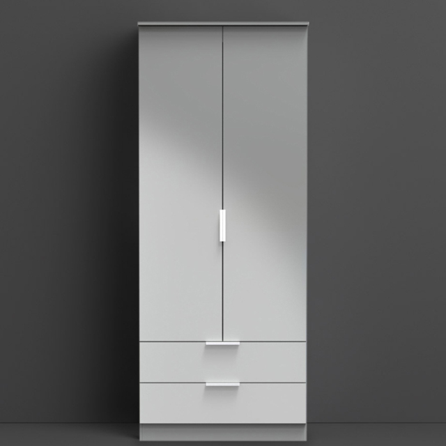 Crowndale Plymouth Uniform Grey and Dusk Grey 2 Door 2 Drawer Tall Wardrobe Ready Assembled - image 1
