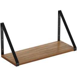 Homebase Mango Wood Effect Hanging Shelf with Black Brackets 2 Pack - thumbnail 4