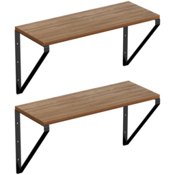 Homebase Mango Wood Effect Hanging Shelf with Black Brackets 2 Pack - thumbnail 1