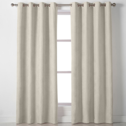 Alan Symonds Velvet Chenille Ring Top Eyelet Curtains Cream 142 x 229cm