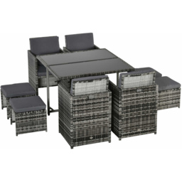 Outsunny PE Rattan 8 Seater Garden Dining Set Mixed Grey - thumbnail 2