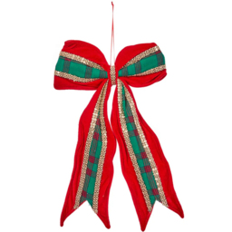Marco Paul Red and Green Bow Christmas Decoration - thumbnail 1