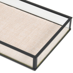 Natural Glass and Linen Tray Set of 2 - thumbnail 3