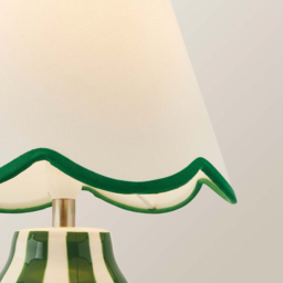 ValueLights Everie Scallop Shade Green Stripe Table Lamp with Bulb - thumbnail 3