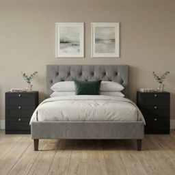 Vida Designs Altino Black 3 Drawer Shaker-Style Bedside Chest Set of 2 - thumbnail 4