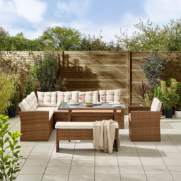 Furniturebox Sierra Rattan 9 Seater Garden Dining Set Beige - thumbnail 2