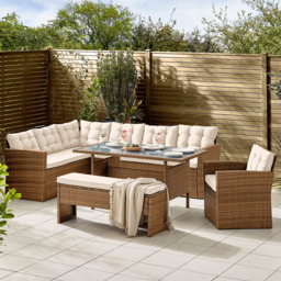 Furniturebox Sierra Rattan 9 Seater Garden Dining Set Beige - thumbnail 1