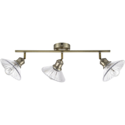 Cosylyte Milan Bathroom Antique Brass 3 Light Ribbed Glass Spotlight