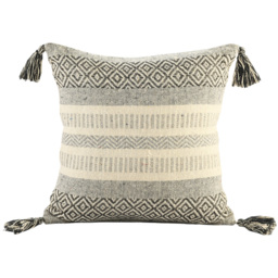 Velosso Aztec Tassel Grey Filled Cushion 43 x 43cm 2 Pack - thumbnail 1