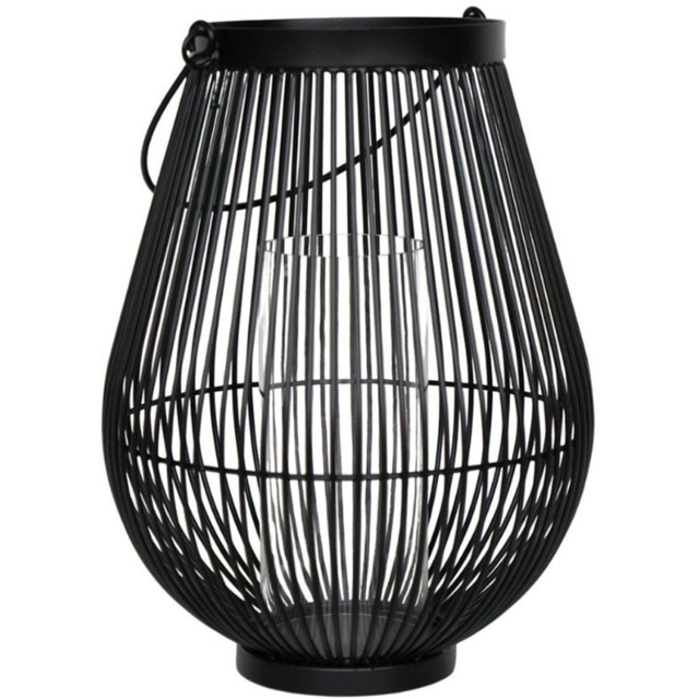 Ivyline Venere Portofino Black Wirework Lantern with Glass Insert - image 1
