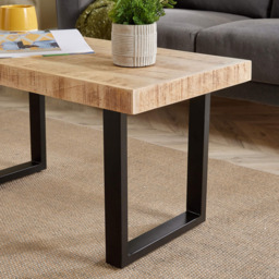 Home Source Rectangular Mango Wooden Table with Solid Iron Legs 85cm - thumbnail 3