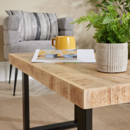 Home Source Rectangular Mango Wooden Table with Solid Iron Legs 85cm - thumbnail 4
