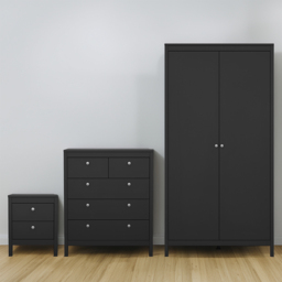 Florence Madrid Matt Black 3 Piece Bedroom Furniture Set