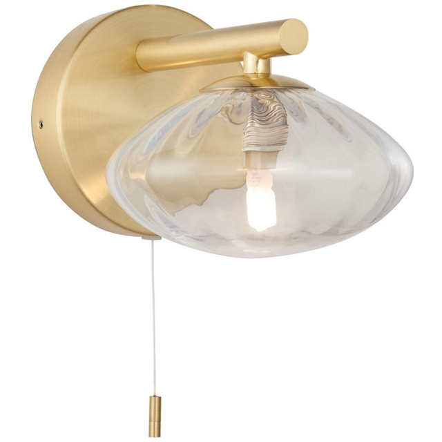 Merano Oristano Ribbed Glass Satin Brass Plate Bathroom Wall Light - image 1