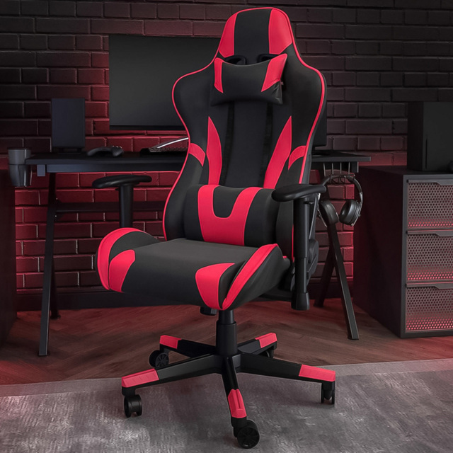 FWStyle X20 Black and Red Faux Leather Racer Style Gaming Chair - image 1