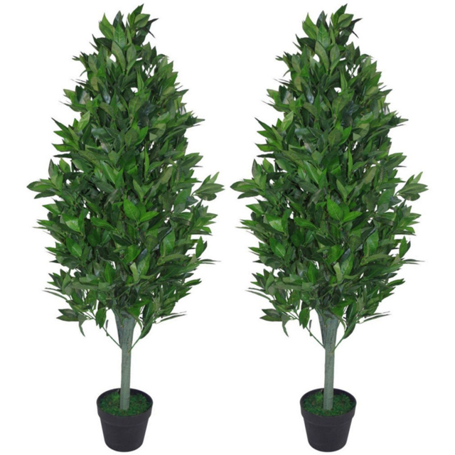 Leaf Topiary Bay Laurel Cone Artificial Tree in Pot 120cm 2 Pack