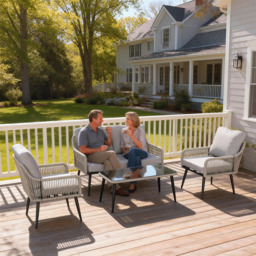 Outsunny Grey 4 Seater PE Rattan Tempered Glass Garden Lounge Set - thumbnail 3
