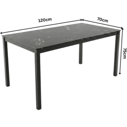 Portland Black and Chrome Faux Leather Marble Effect Tabletop 4 Seater Dining Set - thumbnail 4