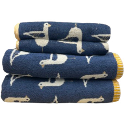 Bellissimo Sea Gull Turkish Cotton Navy Hand and Bath Towels Set of 4