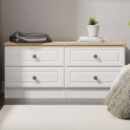 Crowndale Norfolk White Ash and Bardolino 4 Drawer Oak Bed Box Ready Assembled