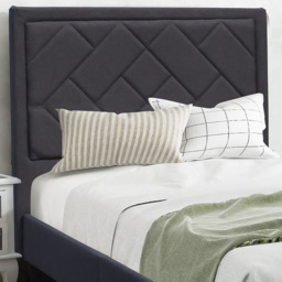 Brooklyn Single Dark Grey Padded Headboard Bed Frame - thumbnail 2