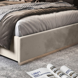 Bentley Silver Single Velvet Upholstered Metal Bed Frame with Panelled Headboard - thumbnail 4