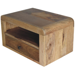 Artisan Furniture Chunky Oak-ish Brown Single Drawer Single Shelf Solid Wood Floating Bedside - thumbnail 4