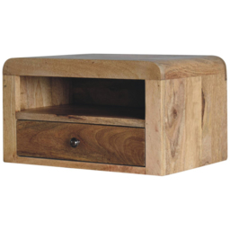 Artisan Furniture Chunky Oak-ish Brown Single Drawer Single Shelf Solid Wood Floating Bedside - thumbnail 3