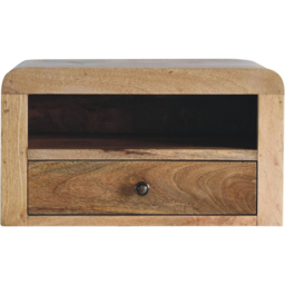 Artisan Furniture Chunky Oak-ish Brown Single Drawer Single Shelf Solid Wood Floating Bedside - thumbnail 2