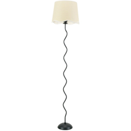 ValueLights Wiggle Scallop White Edge Shade Black Metal LED Floor Lamp